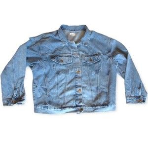 Mono B Oversized  Distressed Button Jean Jacket